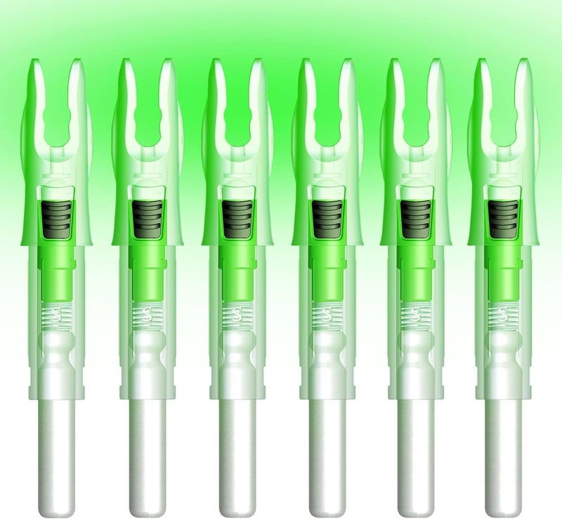 Linpeng 6PCS Lighted Nocks for Arrows with. 165/G. 204/X. 233/H. 244/S. 246/GT. Light Up Nocks with ON/Off Switch for Archery Hunting - Image 1